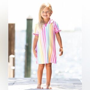 RuffleButts "Rainbow Dream Stripe" Terry Cloth Swim Cover, 6-12 mo, MSRP $44